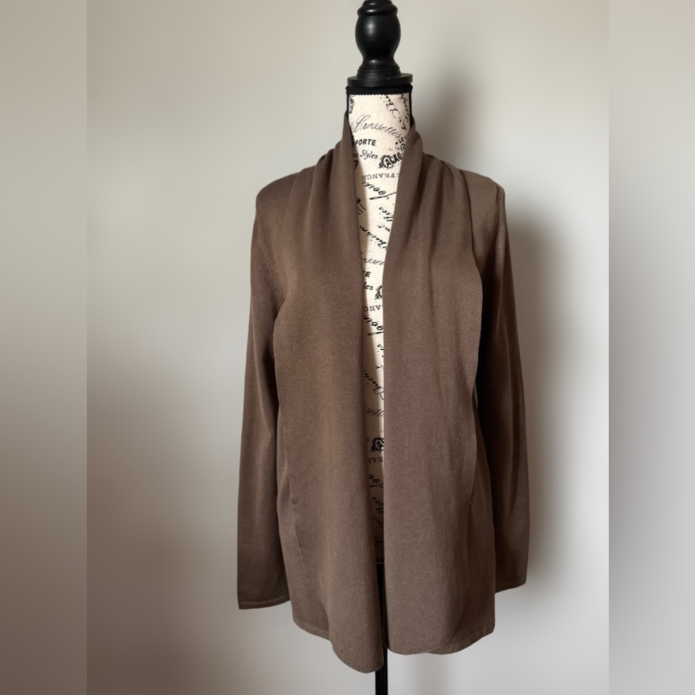 Cyrus Taupe Open Front Knit Cardigan Size Medium
